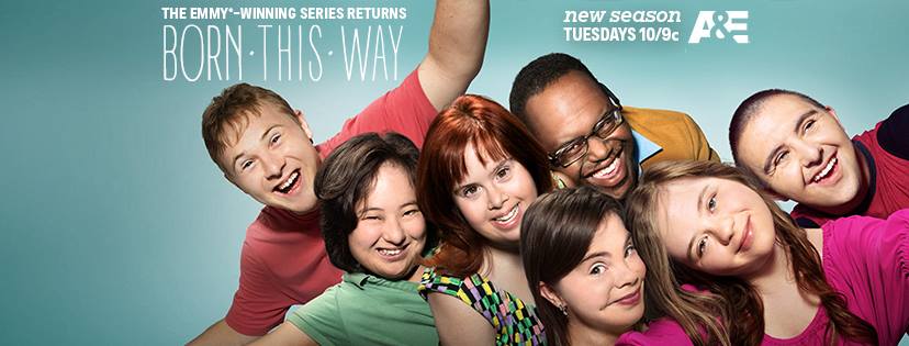 Text: The Emmy-Award winning series returns: Born This Way with images of the cast
