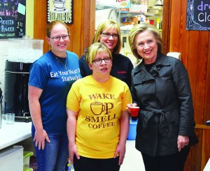 Presidential candidate Hillary Clinton visit Em's Coffee Co.