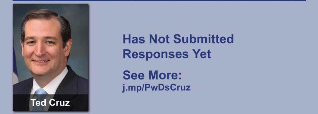 Ted Cruz has yet to submit responses to the questionnaire but click the image to see our coverage of his disability conversations.