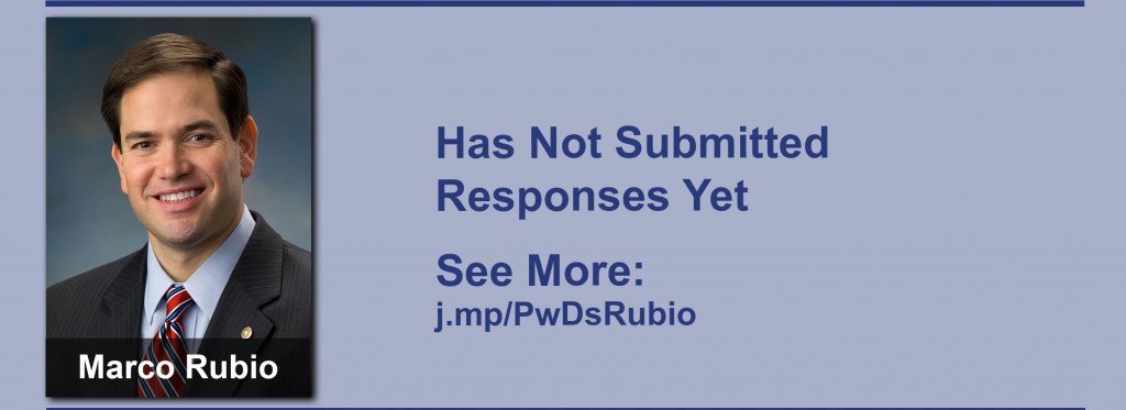 Marco Rubio has yet to submit responses to the questionnaire but click the image to see our coverage of his disability conversations.