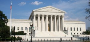 exterior shot of front of Supreme Court of the United States from across the street