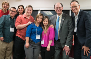 Born This Way cast members posing with RespectAbility staff members and Rep. Brad Sherman