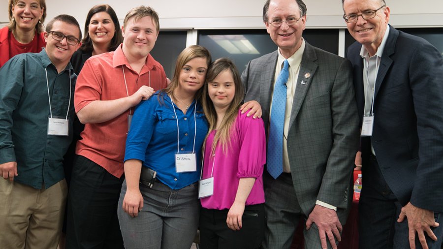 Born This Way cast members posing with RespectAbility staff members and Rep. Brad Sherman