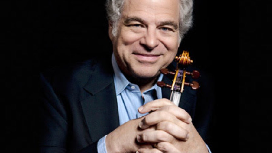 headshot of Itzhak Perlman holding his violin in front of him