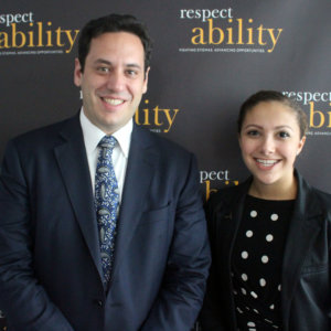 Gideon Culman with RespectAbility Fellow Brilynn Rakes posing and smiling for a photo