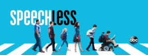 Speechless promo image with word Speechless and showing the characters walking toward the right