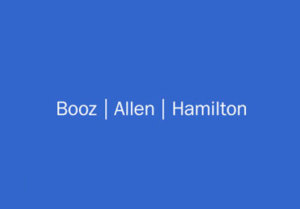 Booz Allen Hamilton logo in white on a blue background