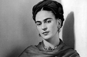Frida Kahlo black and white headshot