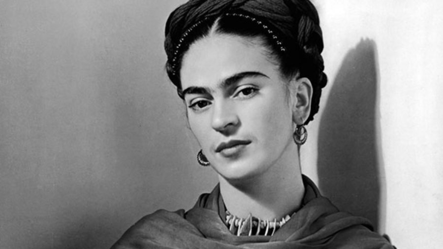 Frida Kahlo black and white headshot