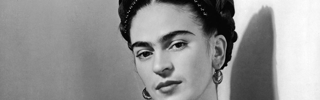 Frida Kahlo black and white headshot