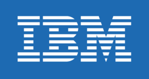IBM logo in white on blue background