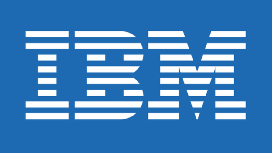 IBM logo in white on blue background