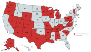 States Celebrating National Disability Employment Awareness Month with a Proclamation or Event (highlighted in red)