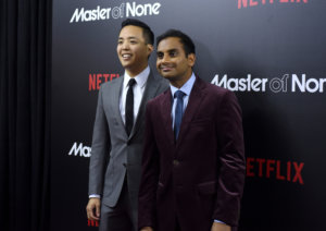 NEW YORK, NY - NOVEMBER 05: Actors Alan Yang (L) and Aziz Ansari attend the "Master Of None" New York premiere at AMC Loews 19th Street East 6 Theater on November 5, 2015 in New York City. (Photo by Noam Galai/Getty Images)