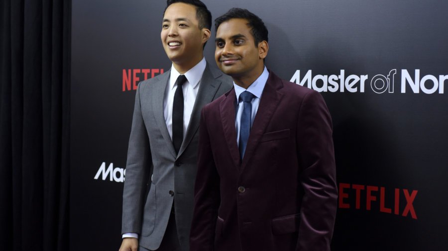 NEW YORK, NY - NOVEMBER 05: Actors Alan Yang (L) and Aziz Ansari attend the 