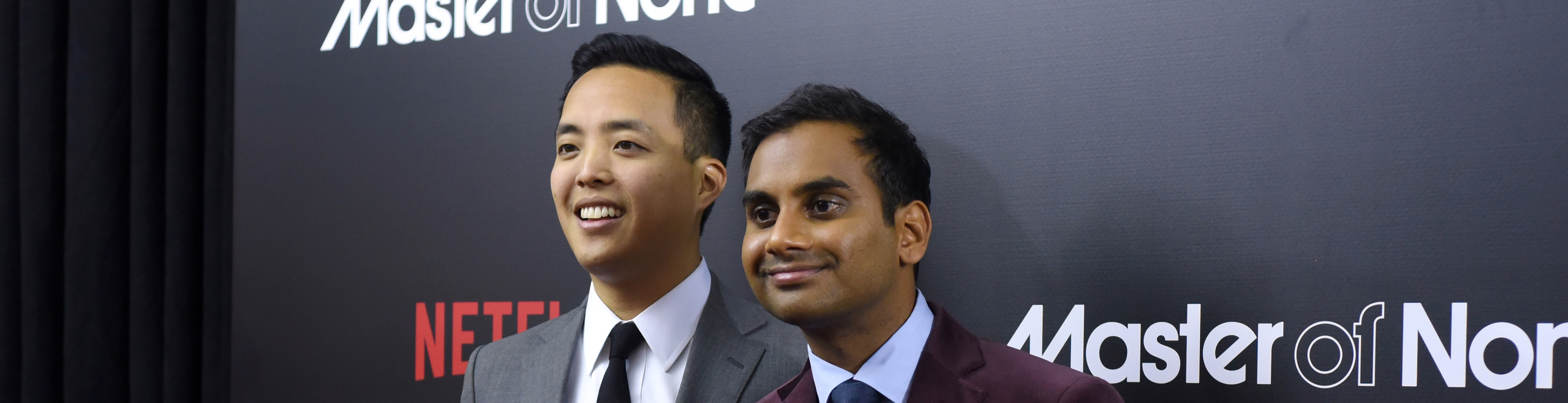 NEW YORK, NY - NOVEMBER 05: Actors Alan Yang (L) and Aziz Ansari attend the "Master Of None" New York premiere at AMC Loews 19th Street East 6 Theater on November 5, 2015 in New York City. (Photo by Noam Galai/Getty Images)