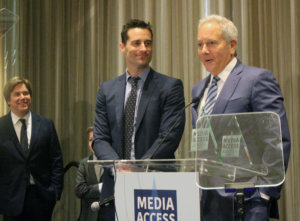 David Hoberman and Todd Lieberman accepting their Media Access award