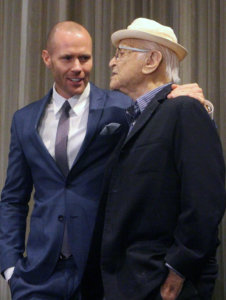 Oliver Trevena with his arm around Norman Lear