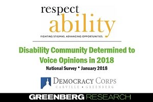 "Disability community determined to voice opinions in 2018" survey cover slide