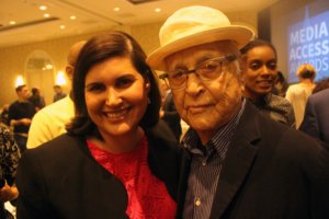 RespectAbility's Lauren Appelbaum with Norman Lear smiling and posing for picture
