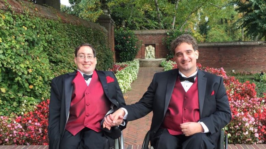 Ben Spangenberg and Justin Chappell in wedding tuxes