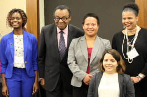 Victoria Grace Assokom-Siakam, Clarence Page, Kaity Hagen, Stephanie Farfan, and Donna Walton smiling