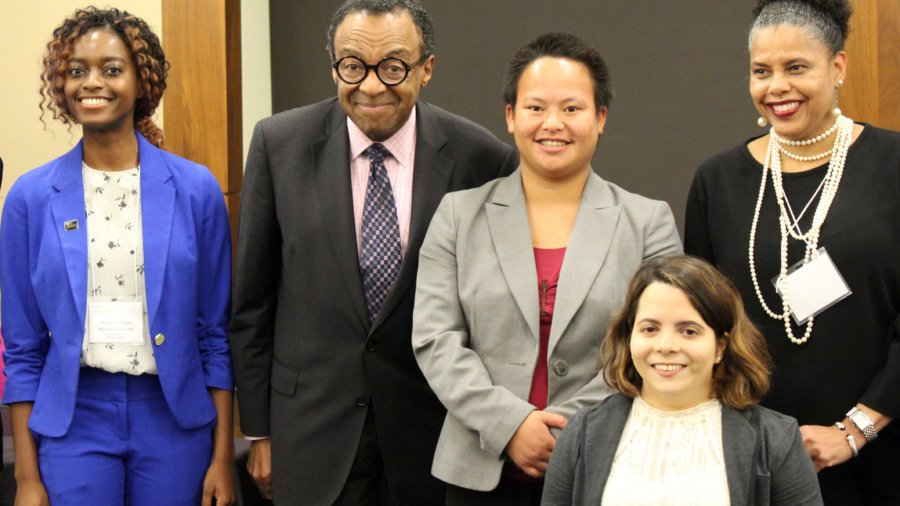 Victoria Grace Assokom-Siakam, Clarence Page, Kaity Hagen, Stephanie Farfan, and Donna Walton smiling