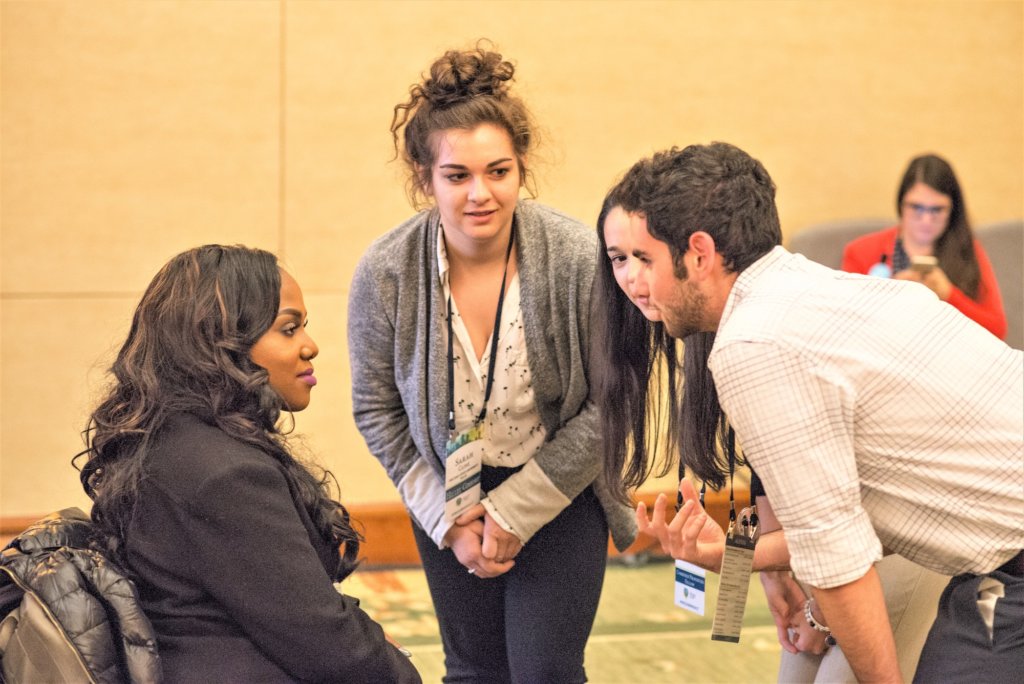Hillel students meet with activist and community organizer Ola Ojewumi at the 2017 Ruderman Inclusion Summit