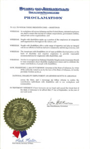 NDEAM proclamation from the state of Arkansas