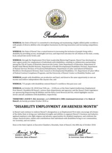 Image of Hawaii proclamation for NDEAM