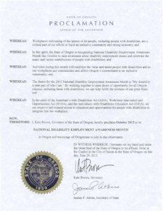 Image of Oregon's NDEAM proclamation