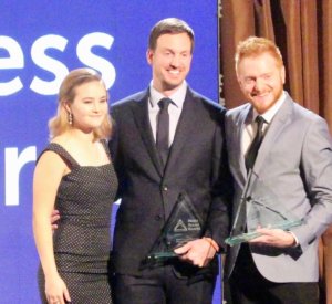 Millicent Simmonds, Scott Beck and Bryan Woods at the 2018 Media Access Awards