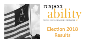 Election 2018 Results, image of American flag with disability symbol (wheelchair) instead of stars