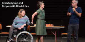 2017 production of The Glass Menagerie with newcomer Madison Ferris, who has muscular dystrophy, on stage as Laura with two other cast members. Credit: Julieta Cervantes
