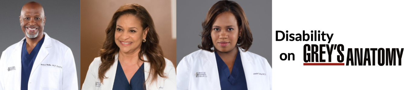 Disability on Grey's Anatomy. Photos of three African American cast members portraying people with disabilities