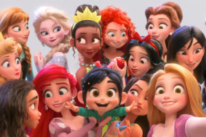 All fo the Disney princesses smiling in Ralph Breaks the Internet