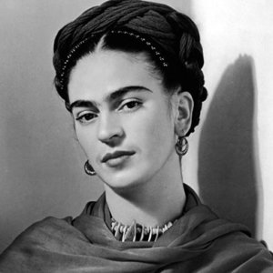 Frida Kahlo black and white headshot