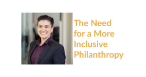 Allison Sparks headshot. Text: The Need for a More Inclusive Philanthropy