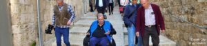 A wheelchair user tries out the newly accessible streets in Jerusalem's Old City, part of a NIS 20 million ($5.5 million) project along four kilometers of Old City streets