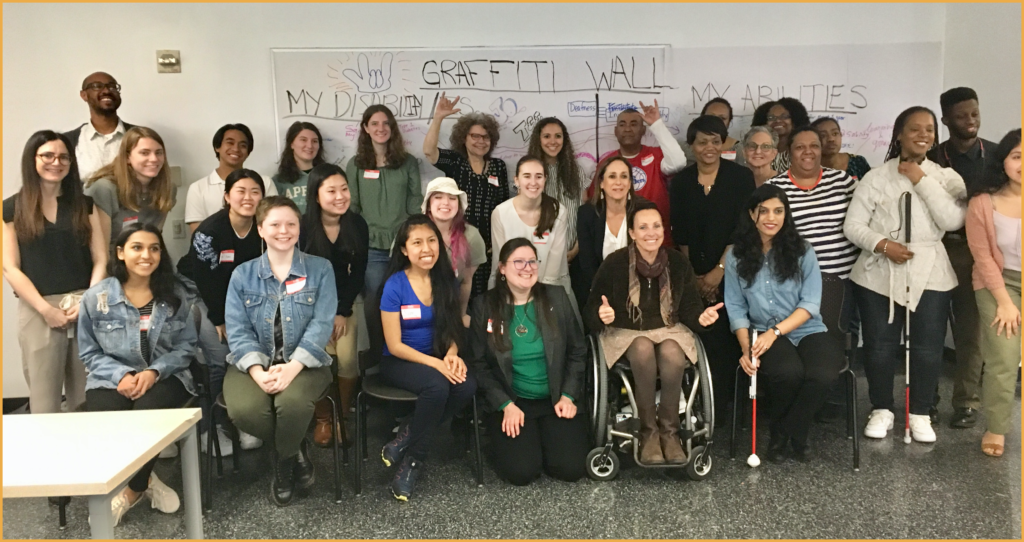 Attendees at training for college students with disabilities smiling together
