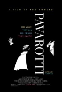Poster for documentary about Luciano Pavarotti.