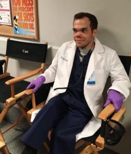 Matthew Jeffers on the set of "New Amsterdam"