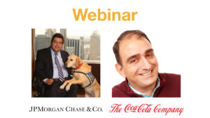Headshots of Jim Sinocchi and Vincenzo Piscopo above logos for JPMorgan Chase and The Coca-Cola Company. Text: Webinar