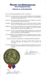 Proclamation from Arkansas Governor Asa Hutchinson for Disability Employment Awareness Month