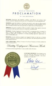 NDEAM proclamation from Tennessee Governor Bill Lee