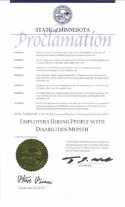 Disability Employment Awareness Month Proclamation from Minnesota