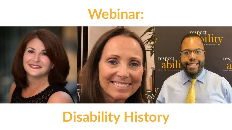 Headshots of Donna Walton, Candace Cable and Anthony Brown. Text: Webinar: Disability History