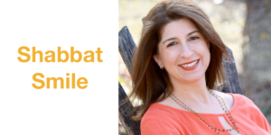 Meredith Polsky smiling outside headshot. Text: Shabbat Smile