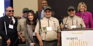 Ollie, Steven, Nick and Leo Cantos, along with Jennifer Laszlo Mizrahi, Calvin Harris and Vivian Bass at RespectAbility's 2018 Summit