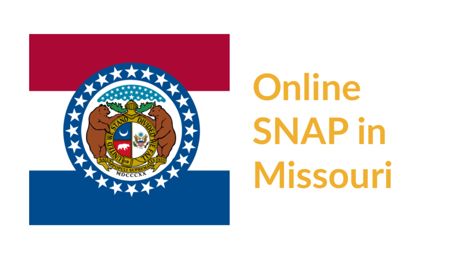 Missouri state flag. Text: Online SNAP in Missouri